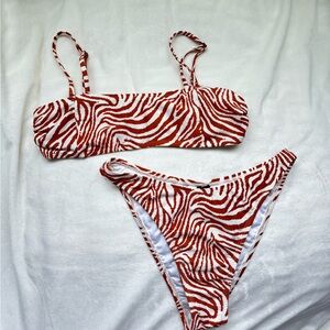 KENDALL + KYLIE Orange Zebra Bikini Size S